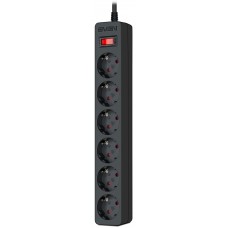 SVEN SF-06E, 6 Sockets, 1.8m Black